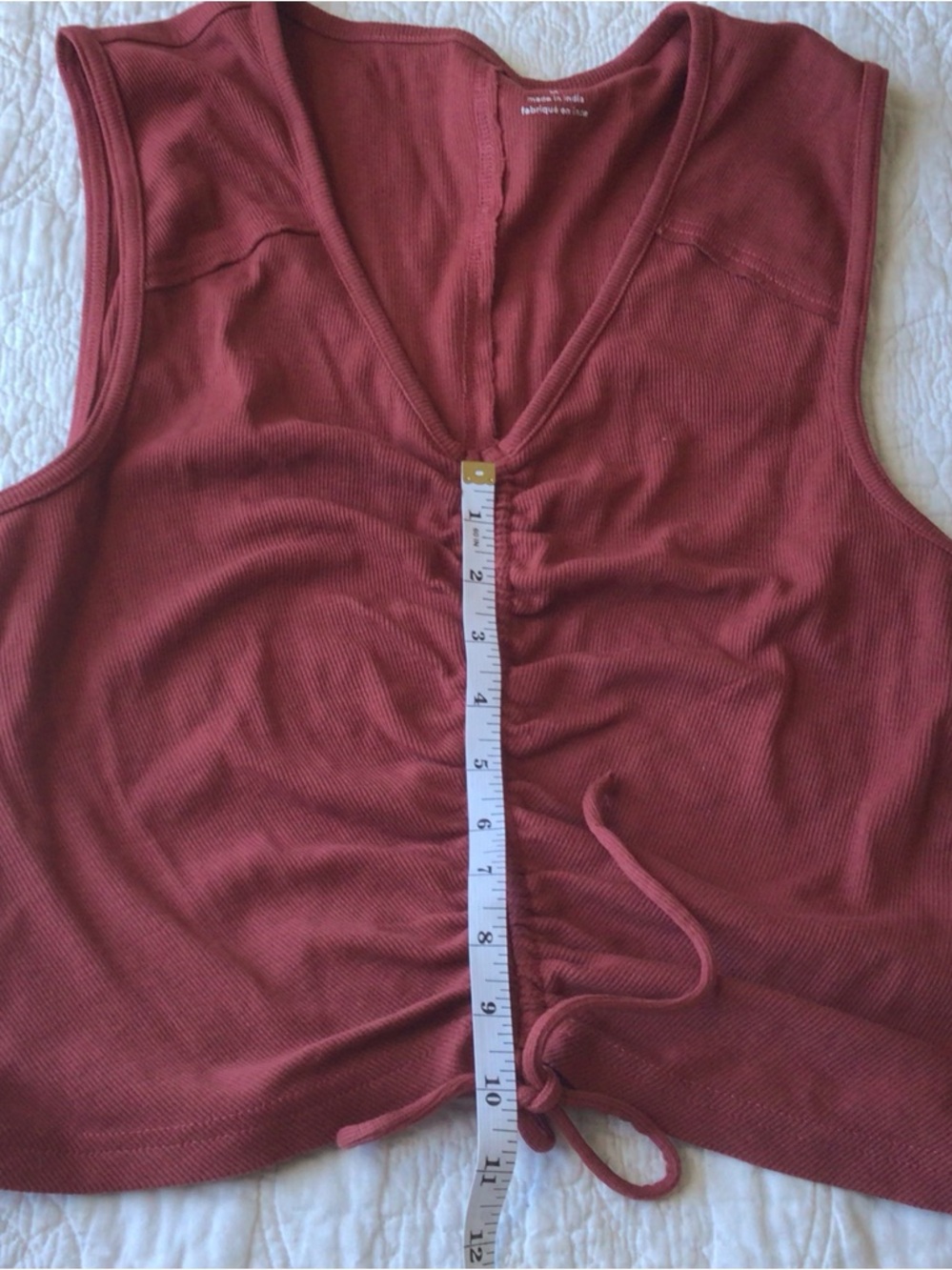 Pilcro Rust Drawstring Ruched V-Neck Tank - Picture 5 of 6